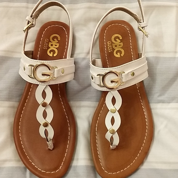 Guess Shoes - 💲 SUNDAY ONLY ONE 💲 DROP +GUESS SANDALS w/ GOLD LOGO trim🌞